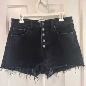 Abercrombie & Fitch Black Button-Fly Denim Cutoff Shorts